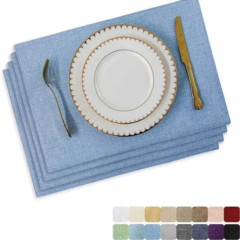 4 Pcs Placemat Washable Place Mats Placemats Heat Resistant Faux Linen Burlap Placemat for Dining Tables Kitchen Table Mats