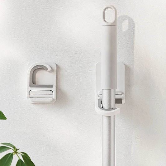 Wall Mount Broom Mop Clip Holder Self-adhesive Broom Brush Mop Hanger Organizer Rack Kitchen Bathroom Storage Multi-Purpose Hook