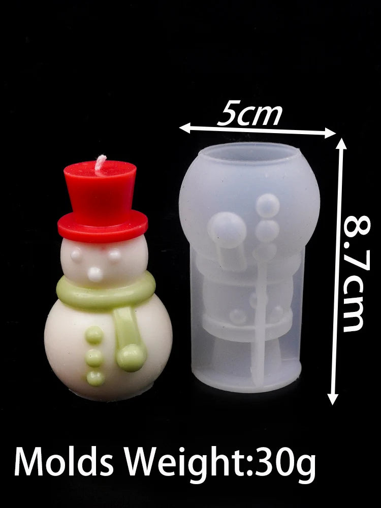 3D Xmas Ornament Candle Mold for DIY Scented Candles Resin Plaster Silicone Molds Christmas Tree Snowman Craft Making Home Decor