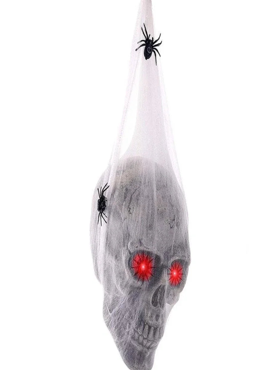 Halloween Horror Glowing Sound Control Spider Cotton Skull Prop Ghost House Secret Room Courtyard Decoration Decor