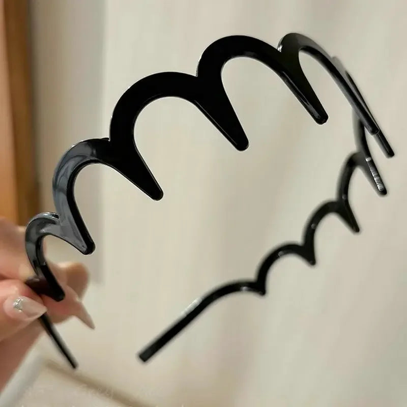 Fashion Wave Headbands for Women Solid Color Toothed Non-slip Hair Bands Girl Face Wash Sports Hairbands Hair Accessories