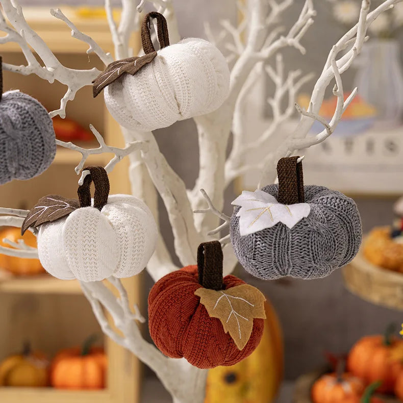 Artificial Pumpkin Halloween Decoration Mini Fake Simulated Knitted Pumpkin Autumn Harvest Party Thanksgiving Party Decor Props
