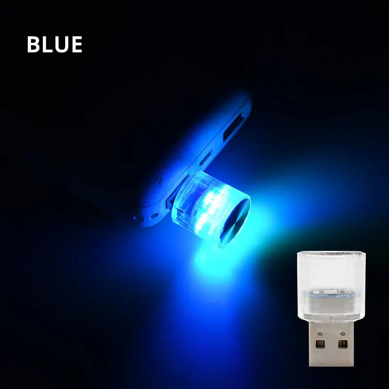 Car Mini USB LED Ambient Light Decorative Atmosphere Lamps for Interior Environment Auto PC Computer Portable Light Plug Play