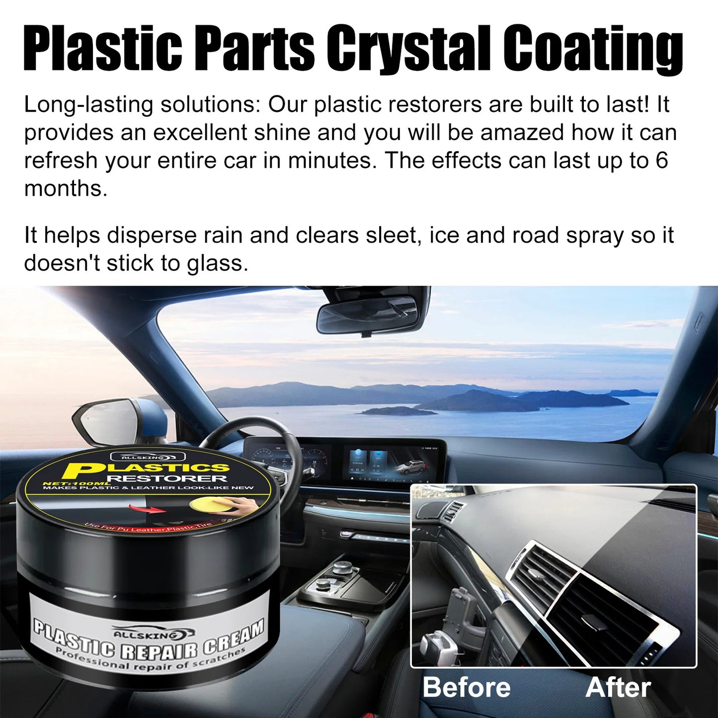 Universal Leather and Plastic Repair Polishing Wax - Automotive interior reconditioning cream for leather/plastic/rubber care