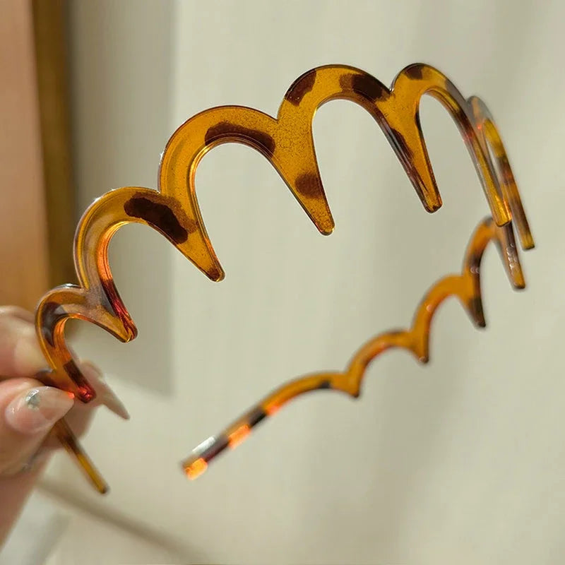 Fashion Wave Headbands for Women Solid Color Toothed Non-slip Hair Bands Girl Face Wash Sports Hairbands Hair Accessories