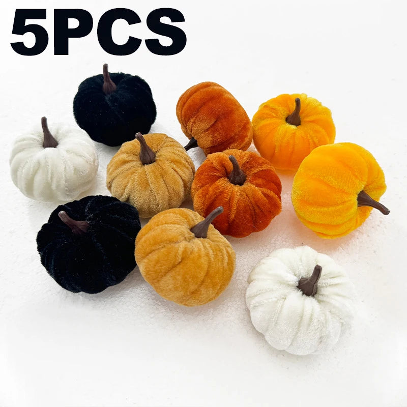 5PCS Halloween Pumpkin Set 5CM Artificial Pumpkin Decorations Halloween Party Foam Pumpkin Desktop Ornament Halloween Decor