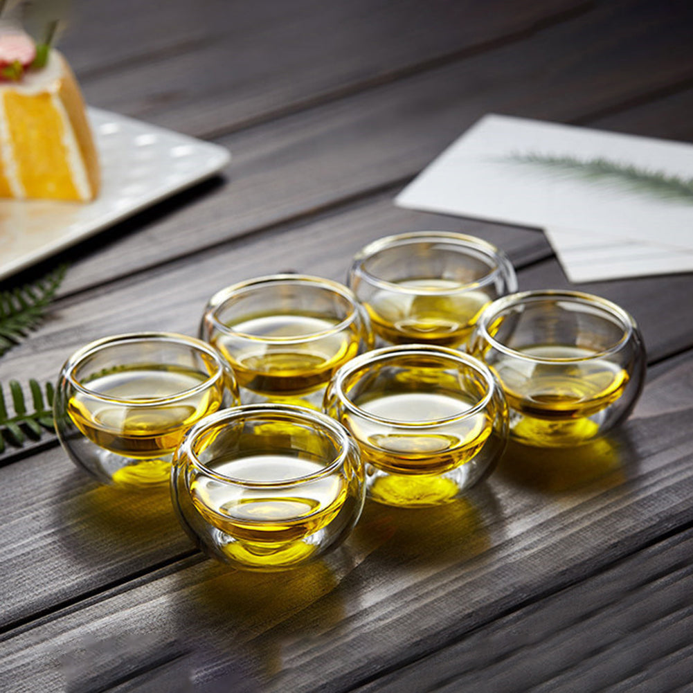 1/2/4pcs Double Layer Glass Tea Cup Set Transparent Drinkware Coffee Milk Water Mug Multi-Purpose Brewings Tea Cup Kitchen Tools