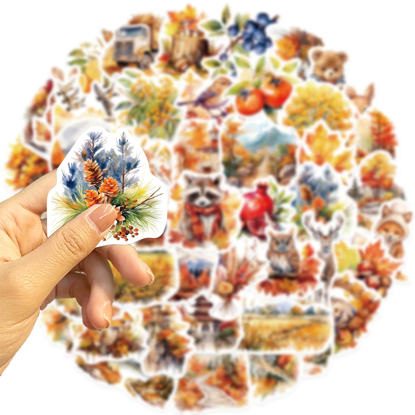 50pcs Thanksgiving Stickers Fall Stickers for Holiday Decoration, DIY Crafts, Art Journal, Laptop Gift Decoration