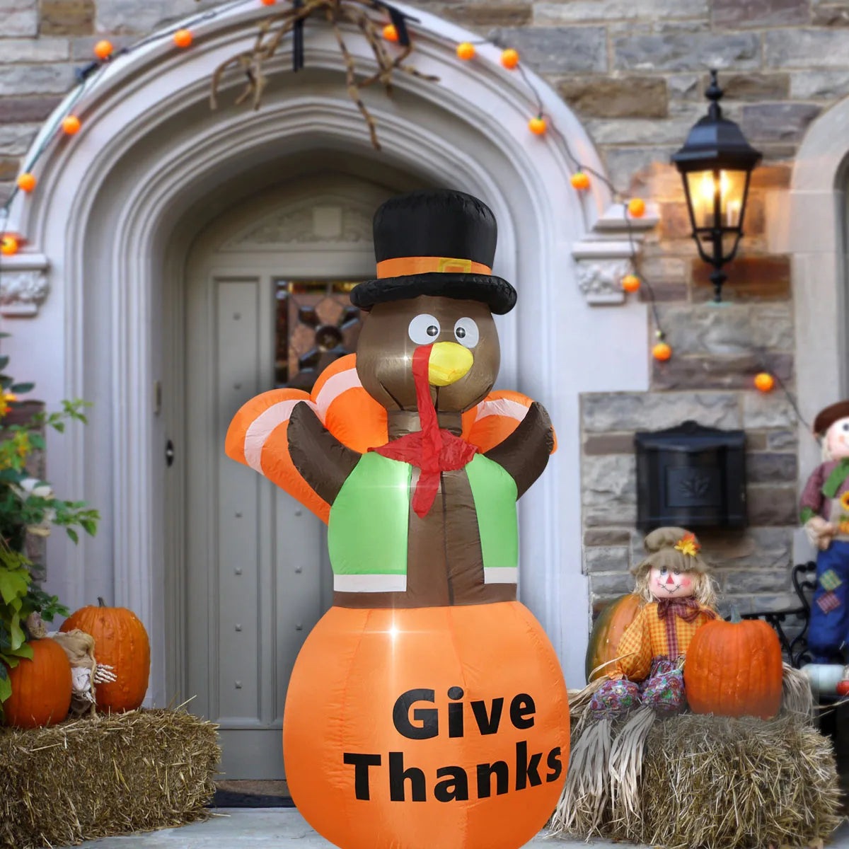 Thanksgiving Inflatable Turkey Decoration with LED Lights Suitable for Fall Harvest Party, Indoor and Outdoor Shopping Mall Yard