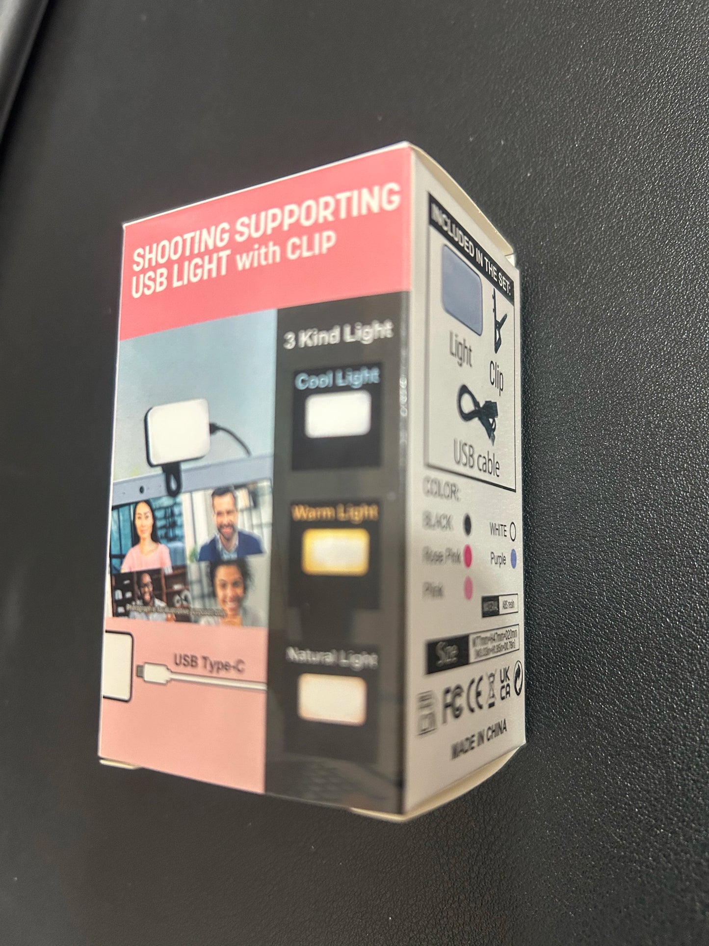 Mini Rechargeable Selfie Fill Light - 3 Color Modes, Adjustable Brightness, Clip-on LED Light for Mobile Phones & Computers