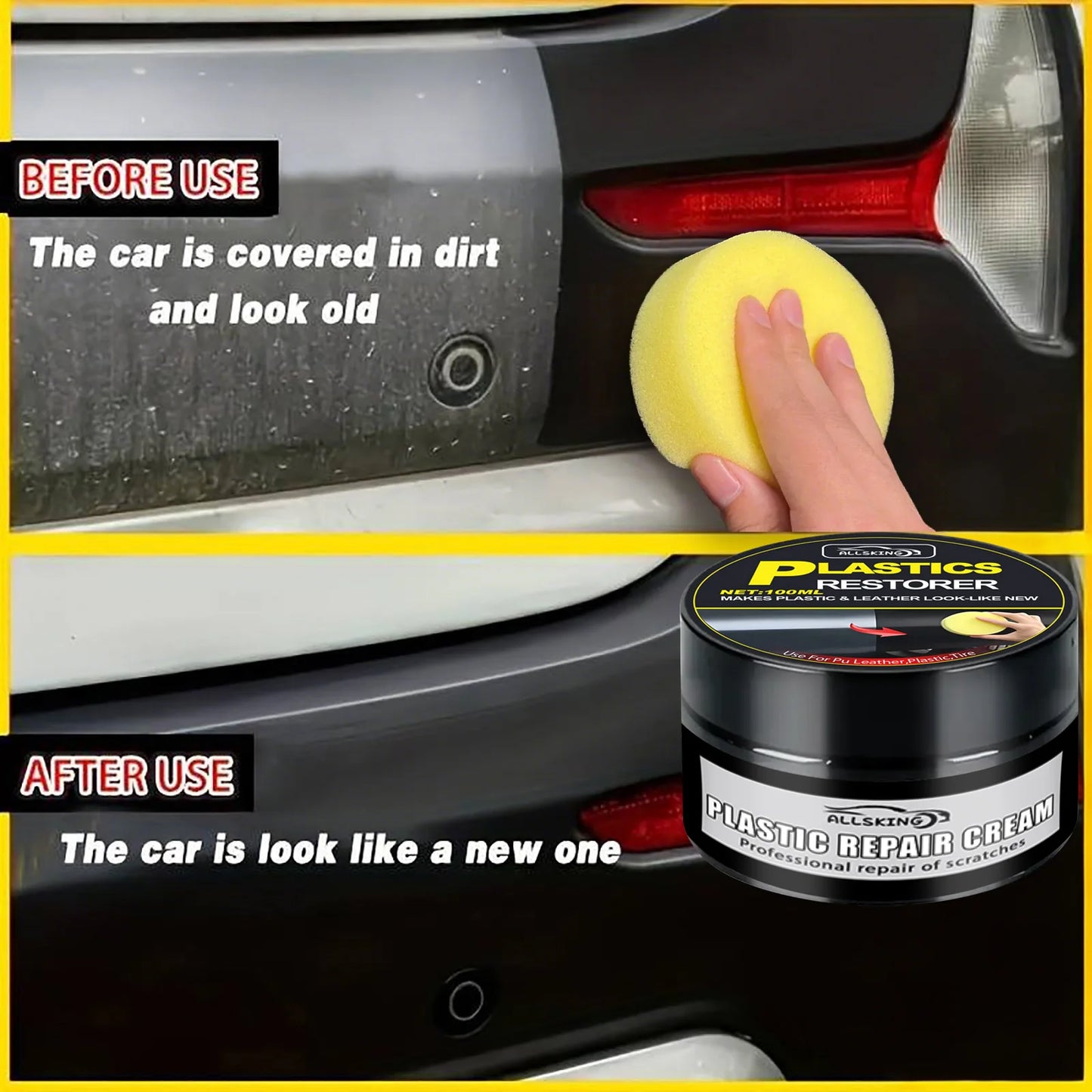 Universal Leather and Plastic Repair Polishing Wax - Automotive interior reconditioning cream for leather/plastic/rubber care