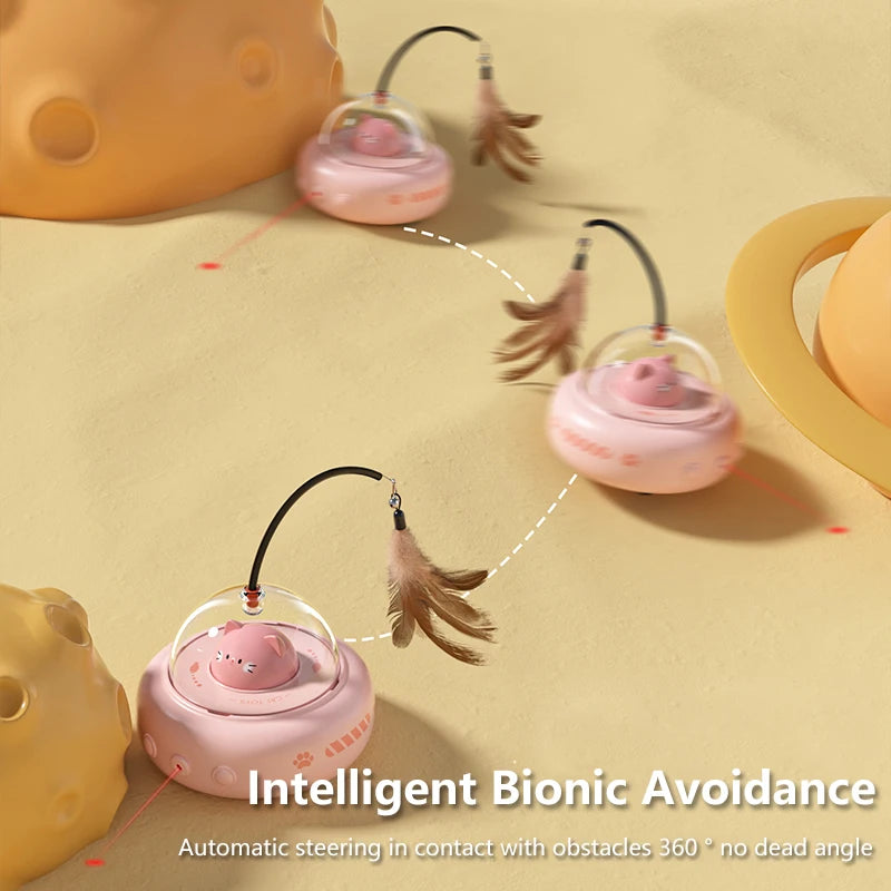 Smart Teaser Cat Toy Electric UFO Cat Teaser Stick With Bell Training Pet Toys Replaceable Feather Interactive Cat Supplies