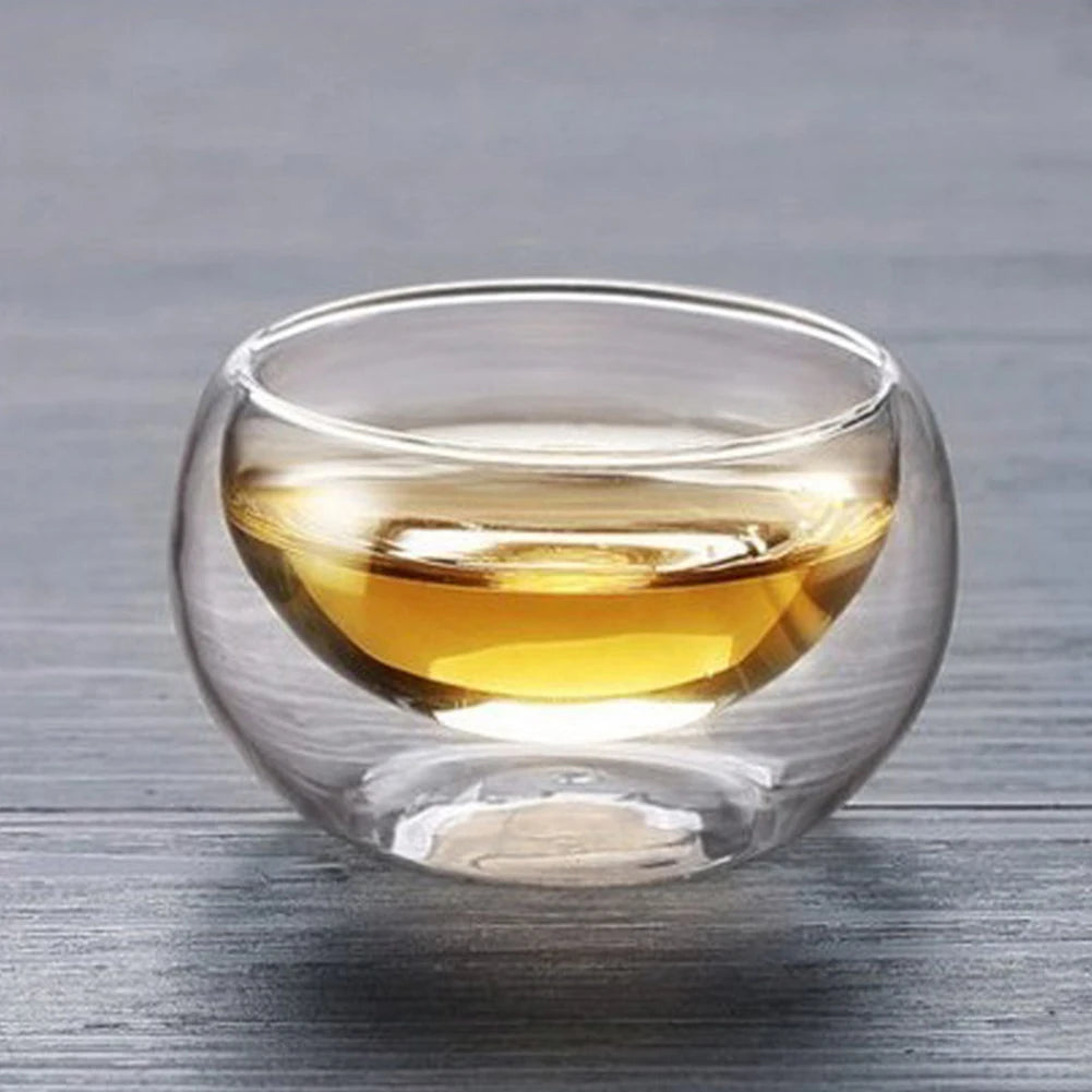 1/2/4pcs Double Layer Glass Tea Cup Set Transparent Drinkware Coffee Milk Water Mug Multi-Purpose Brewings Tea Cup Kitchen Tools