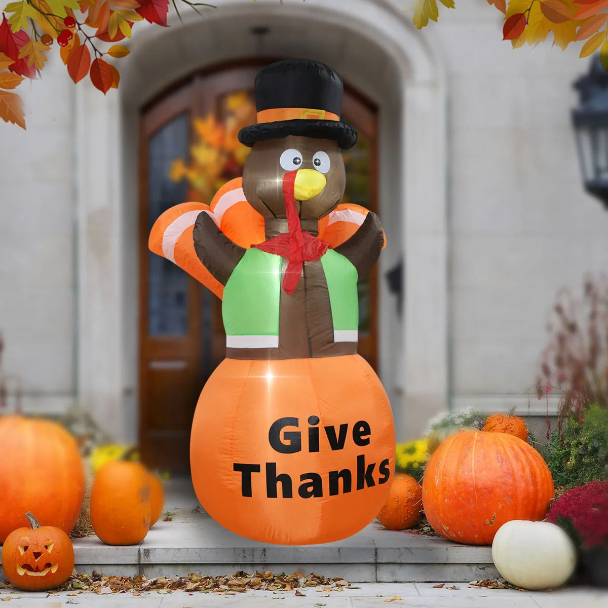 Thanksgiving Inflatable Turkey Decoration with LED Lights Suitable for Fall Harvest Party, Indoor and Outdoor Shopping Mall Yard