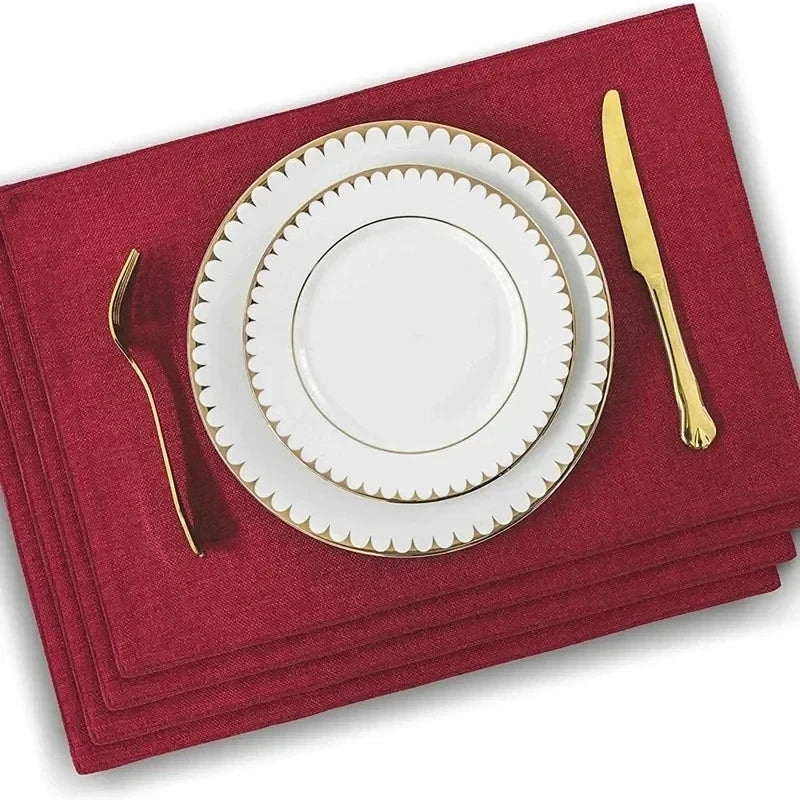 4 Pcs Placemat Washable Place Mats Placemats Heat Resistant Faux Linen Burlap Placemat for Dining Tables Kitchen Table Mats