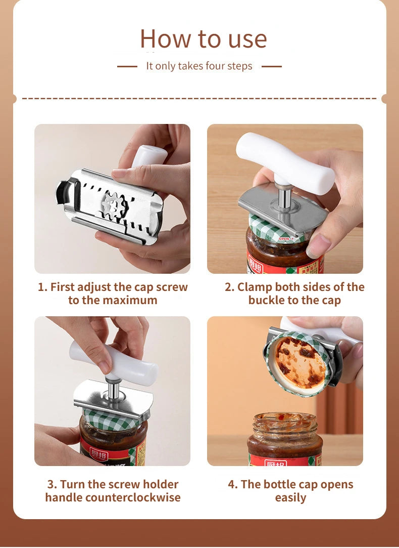 Multi-Function Bottle Opener Retractable Stainless Steel Labor-Saving Kitchen Tools Glass Jars Beer Cap Opener Magnetic Suction