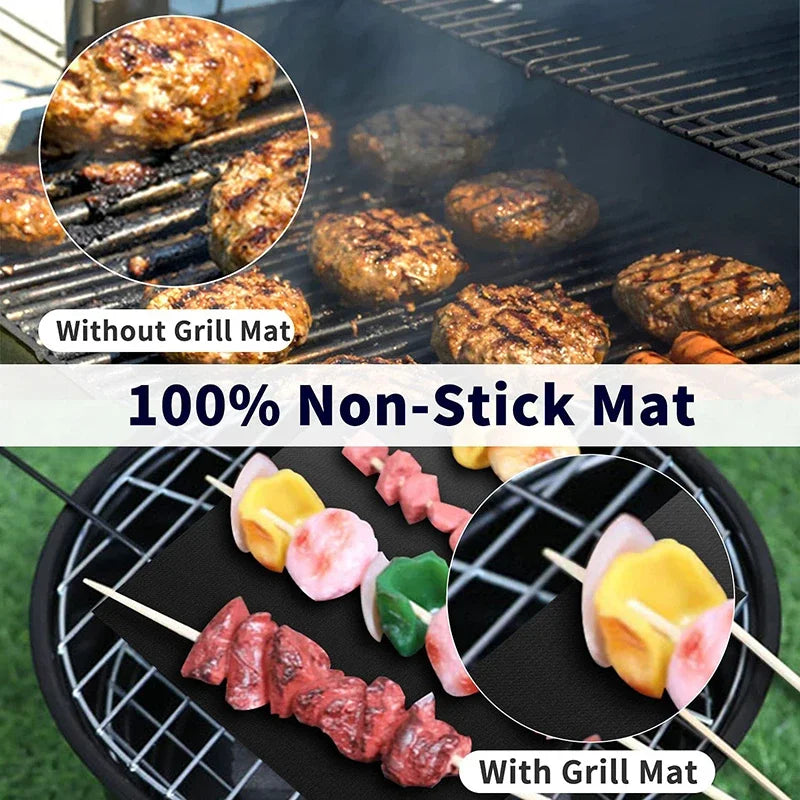 1pc Non-stick BBQ Grill Mat 40*33cm Baking Mat BBQ Tools Cooking Grilling Sheet Heat Resistance Easily Cleaned Kitchen Tools