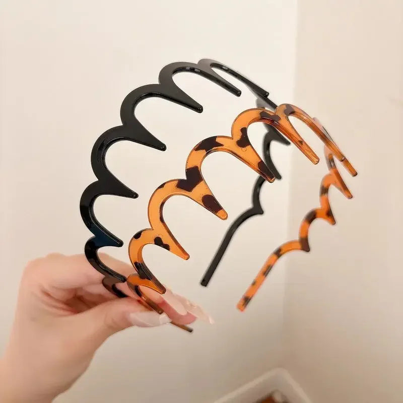 Fashion Wave Headbands for Women Solid Color Toothed Non-slip Hair Bands Girl Face Wash Sports Hairbands Hair Accessories