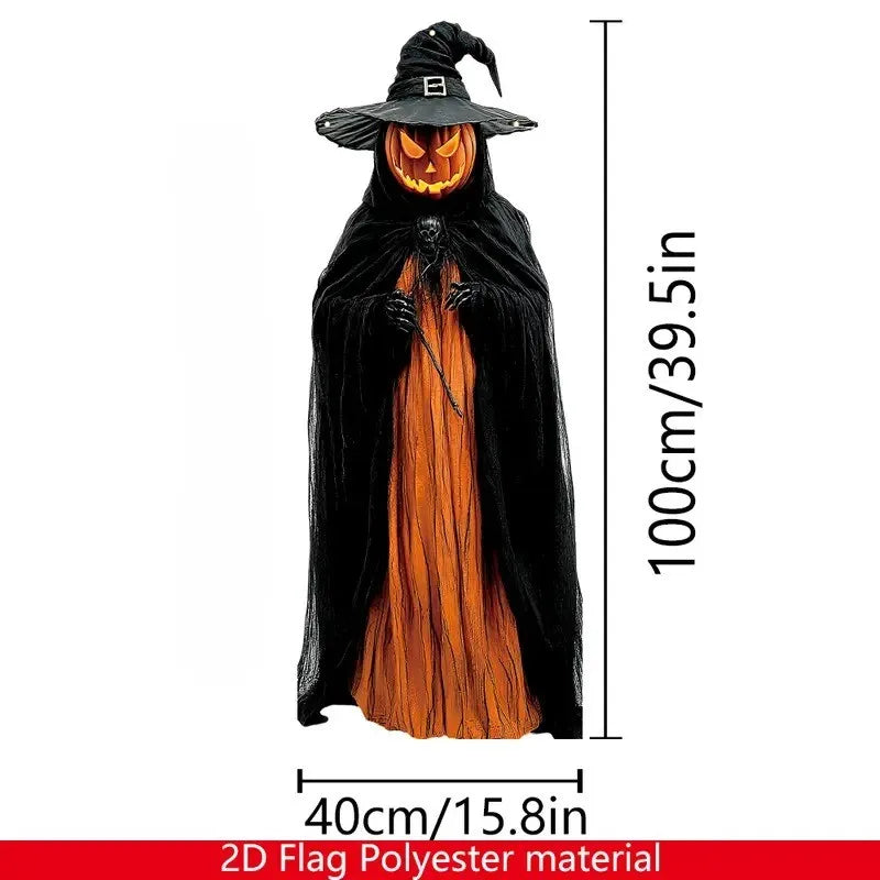 2D Halloween Horror Evil Pumpkin Man hanging Background Cloth Halloween Terror Atmosphere Indoor and Outdoor Decoration Supplies