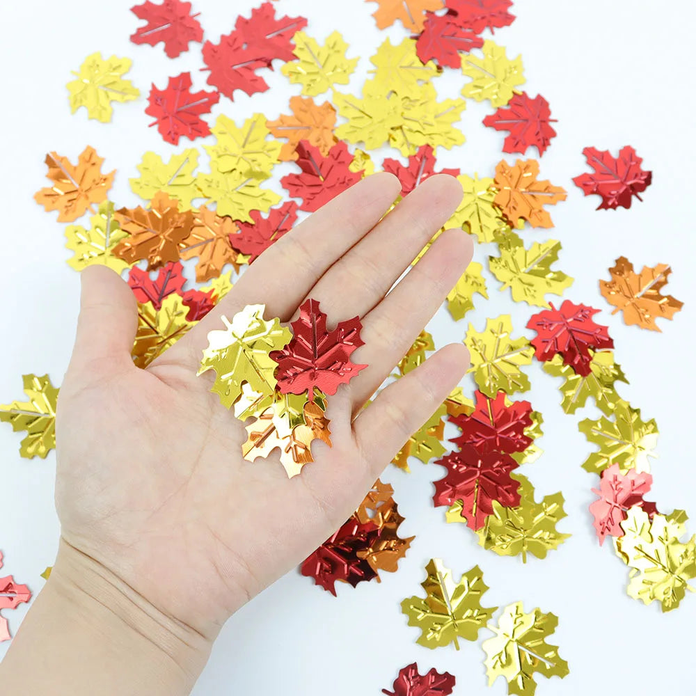 15g Thanksgiving Decor Mix Color Glitter Maple Leaves Confetti Autumn Home Table Scatter Confetti Wedding Halloween Party Supply
