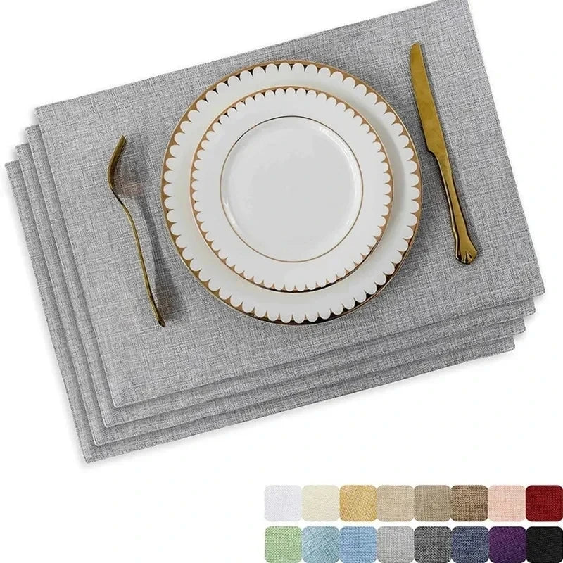 4 Pcs Placemat Washable Place Mats Placemats Heat Resistant Faux Linen Burlap Placemat for Dining Tables Kitchen Table Mats
