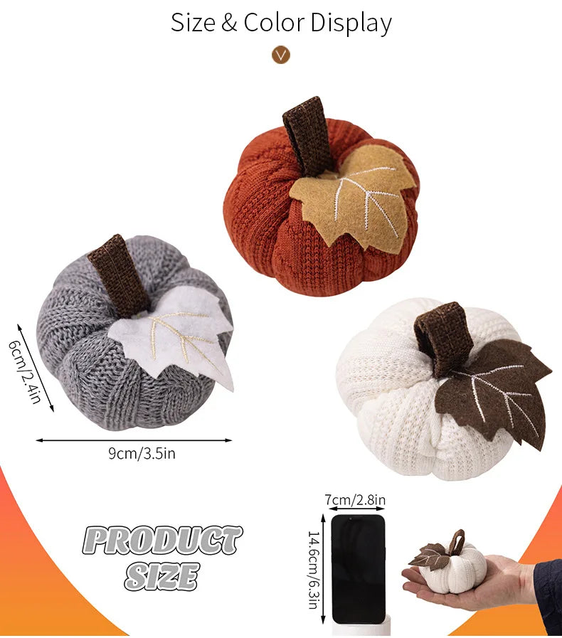 Artificial Pumpkin Halloween Decoration Mini Fake Simulated Knitted Pumpkin Autumn Harvest Party Thanksgiving Party Decor Props