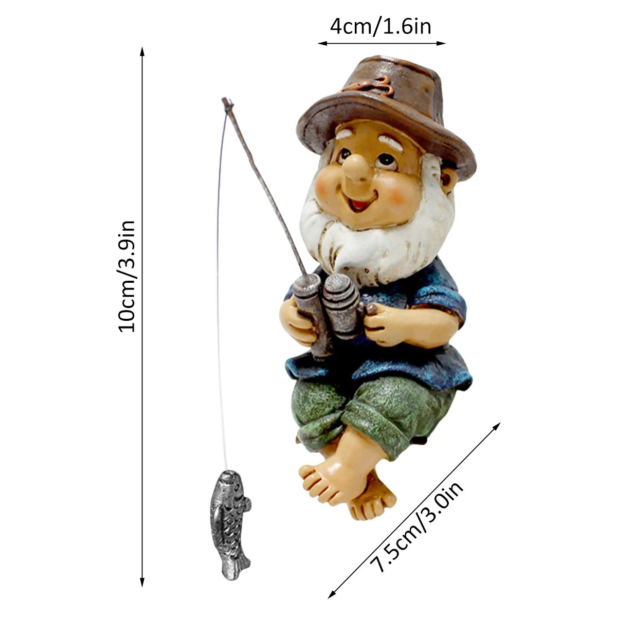 Funny Mini Garden Gnome Statue Fishing Dwarf Elf Figurines Front Porch Outdoor Ornaments Home Decor Modern Art DIY Crafts Garden