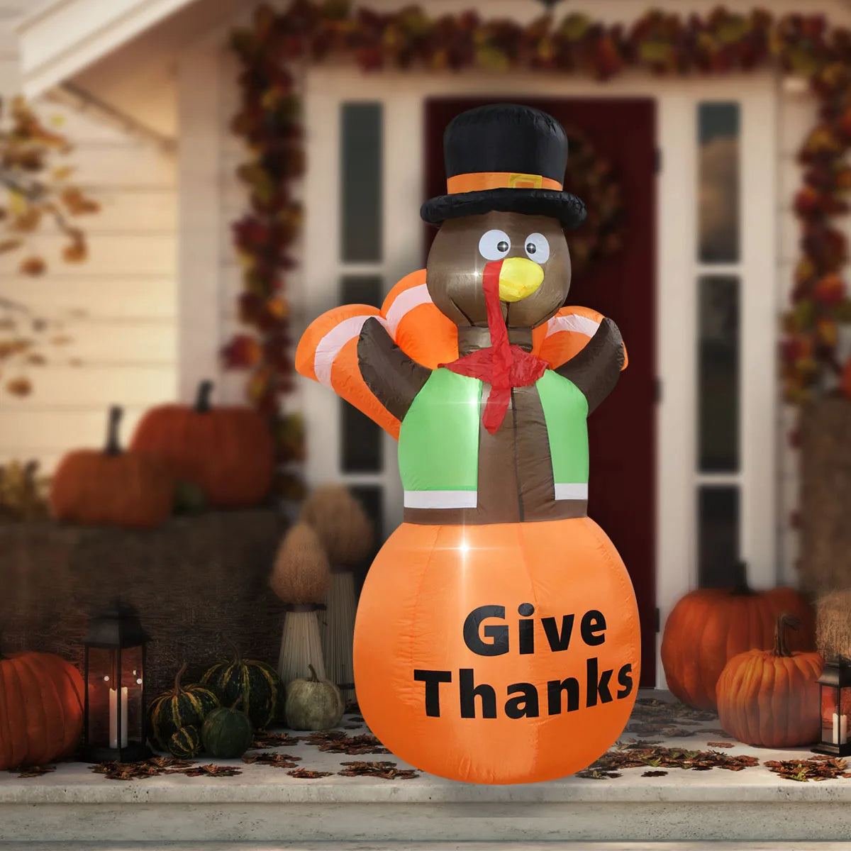 Thanksgiving Inflatable Turkey Decoration with LED Lights Suitable for Fall Harvest Party, Indoor and Outdoor Shopping Mall Yard