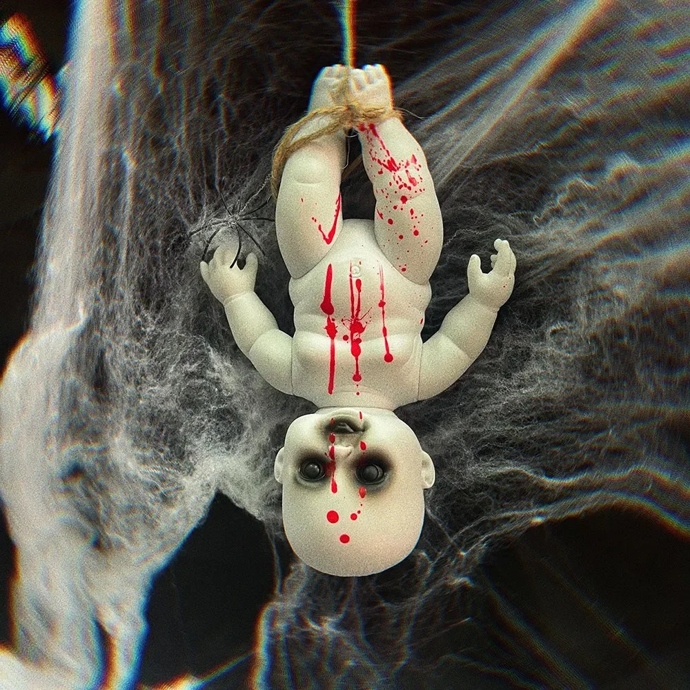 Horror Ghost Baby Hanging Doll Halloween Bar Ghost Courtyard Horror Doll Prop Ghost Festival Happy Halloween Day 2024 Decoration