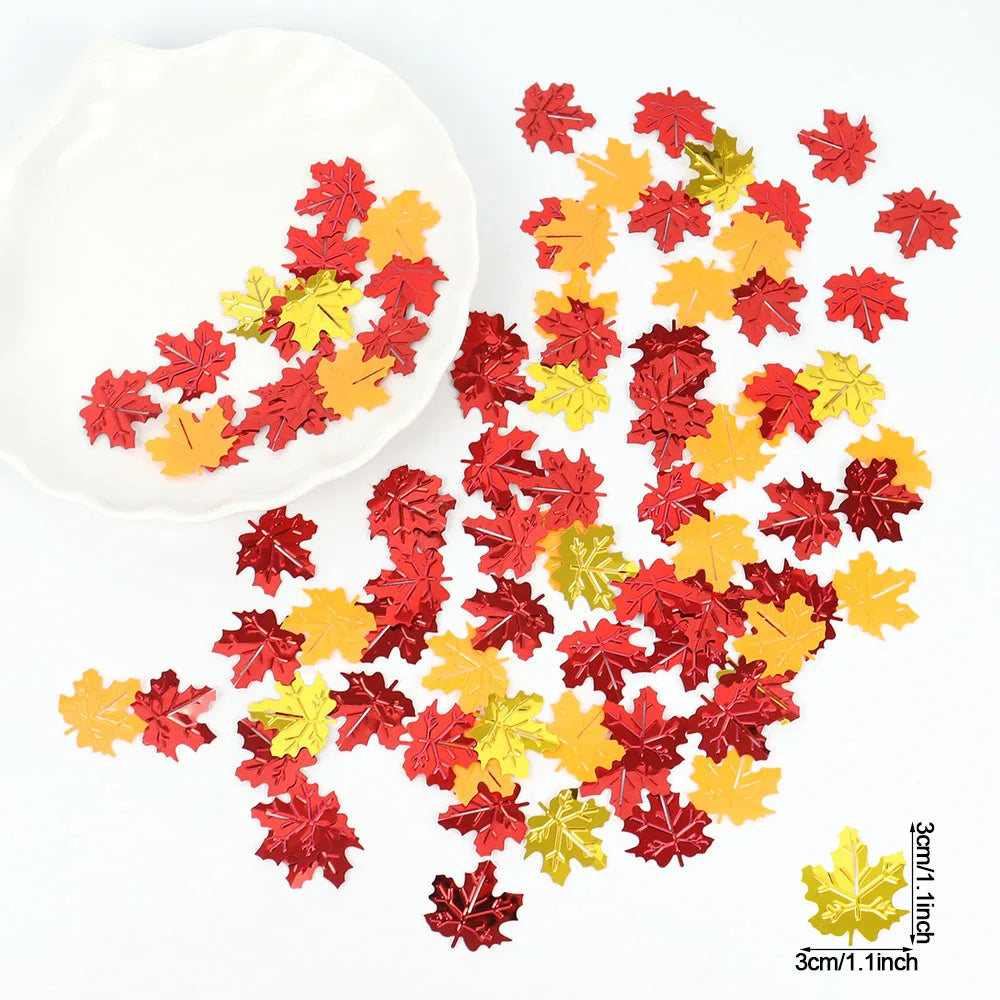 15g Thanksgiving Decor Mix Color Glitter Maple Leaves Confetti Autumn Home Table Scatter Confetti Wedding Halloween Party Supply