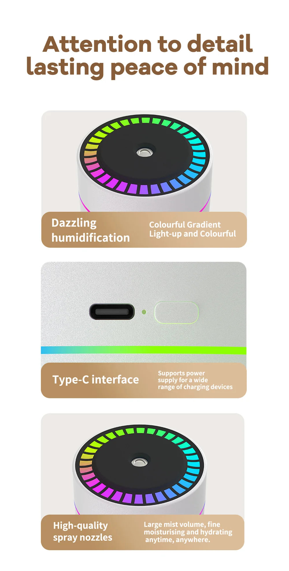 180ml Aromatherapy diffuser Humidifier Aromatherapy essential oil Air purifier Sleeping car carrying home LED 7 color light