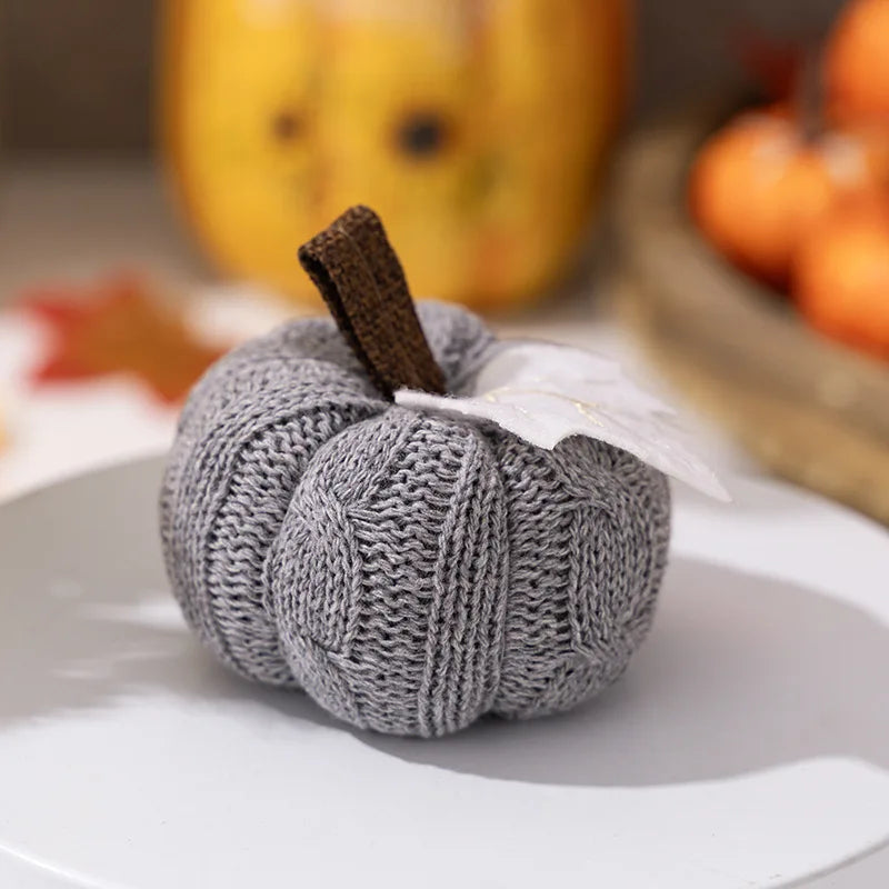 Artificial Pumpkin Halloween Decoration Mini Fake Simulated Knitted Pumpkin Autumn Harvest Party Thanksgiving Party Decor Props