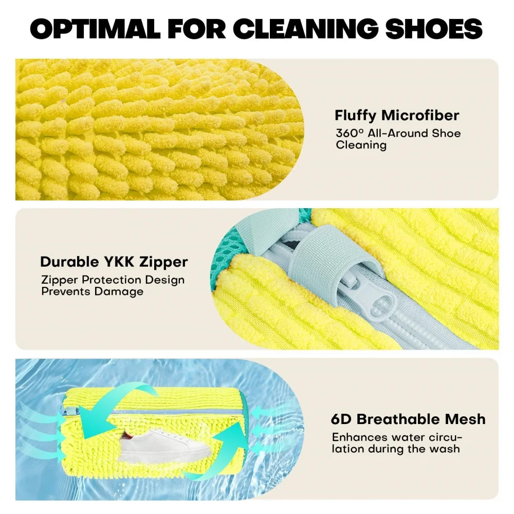 Reusable Shoe Cleaning Bags for Washer and Dryer Shoe Washer Laundry Bags Stain Cleaning Kit for Sneakers Tennis Shoes