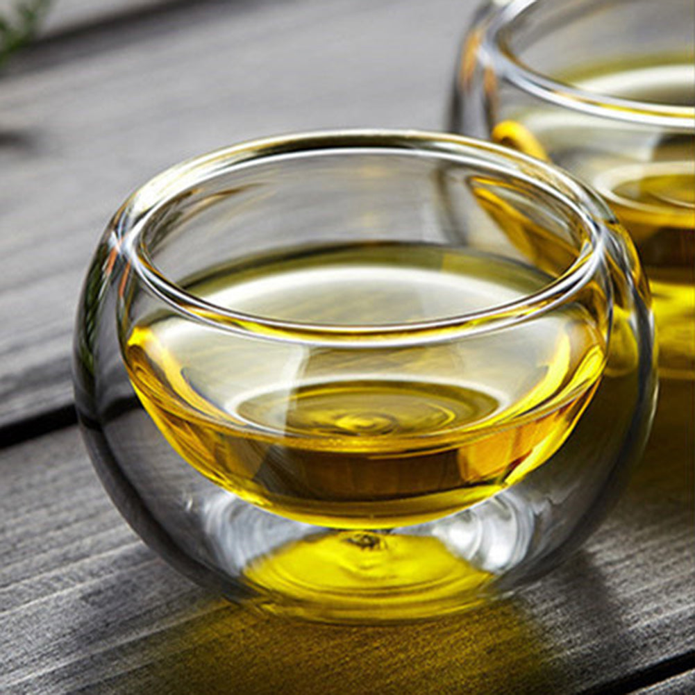 1/2/4pcs Double Layer Glass Tea Cup Set Transparent Drinkware Coffee Milk Water Mug Multi-Purpose Brewings Tea Cup Kitchen Tools