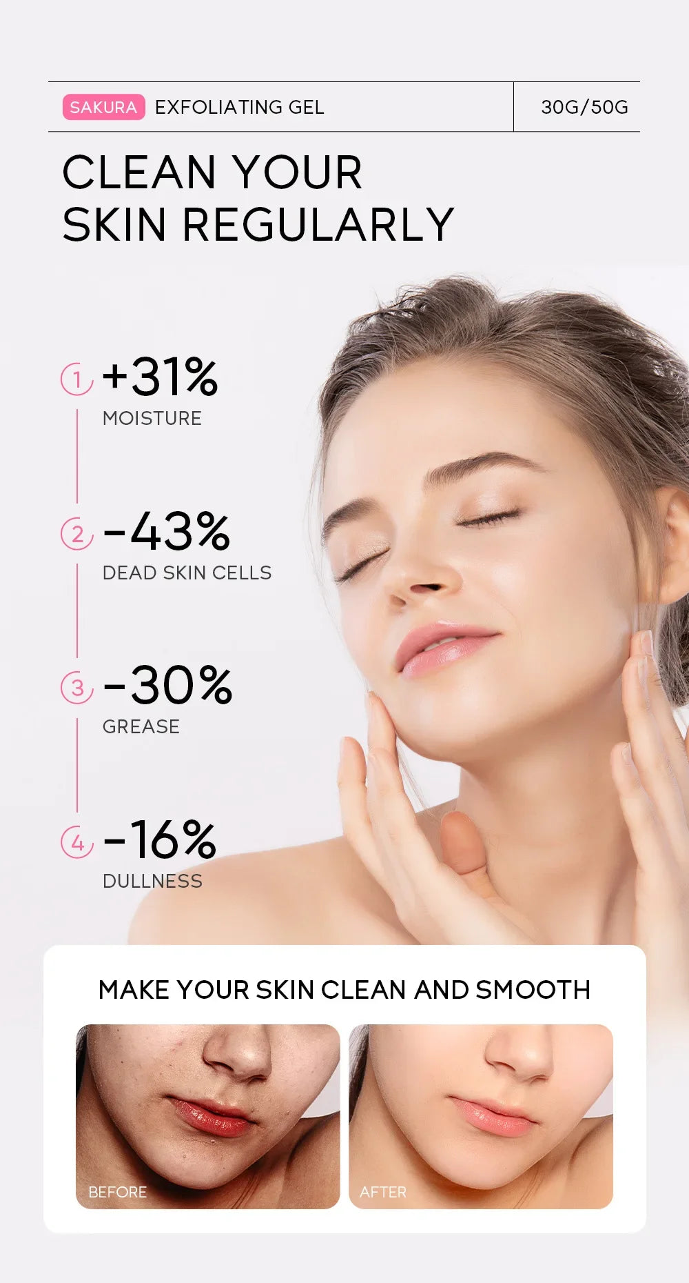 Sakura Exfoliating Peeling Gel Facial Scrub Moisturizing  Nourishing Repair Scrubs Face Cream Beauty Skin Care