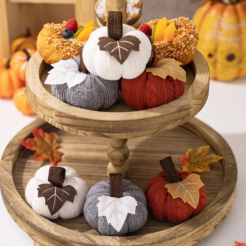 Artificial Pumpkin Halloween Decoration Mini Fake Simulated Knitted Pumpkin Autumn Harvest Party Thanksgiving Party Decor Props