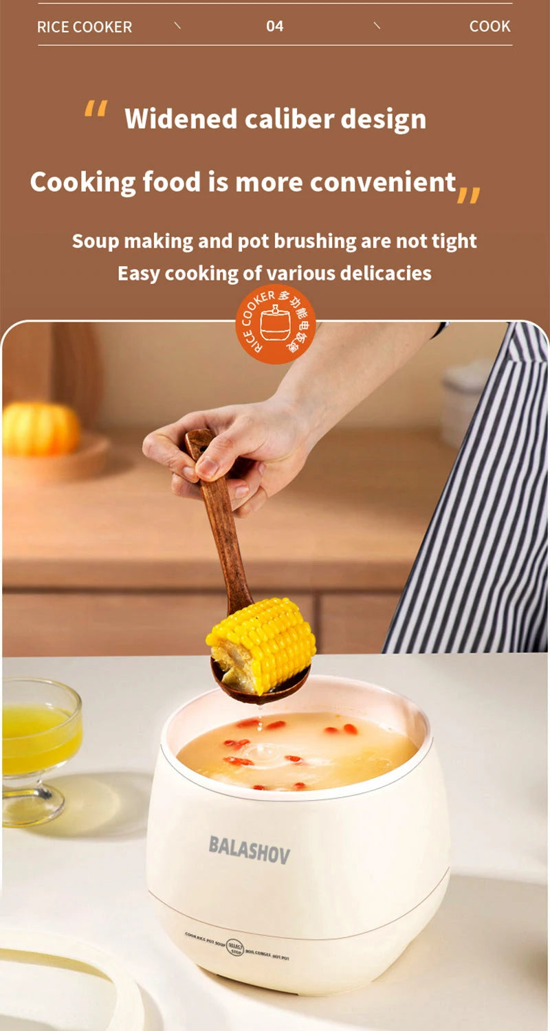 1.8L Portable Smart Rice Cooker - Multifunctional Non-Stick Rice Cooking Pot for Cooking Rice,  Soup, for Dorms & Small Kitchens