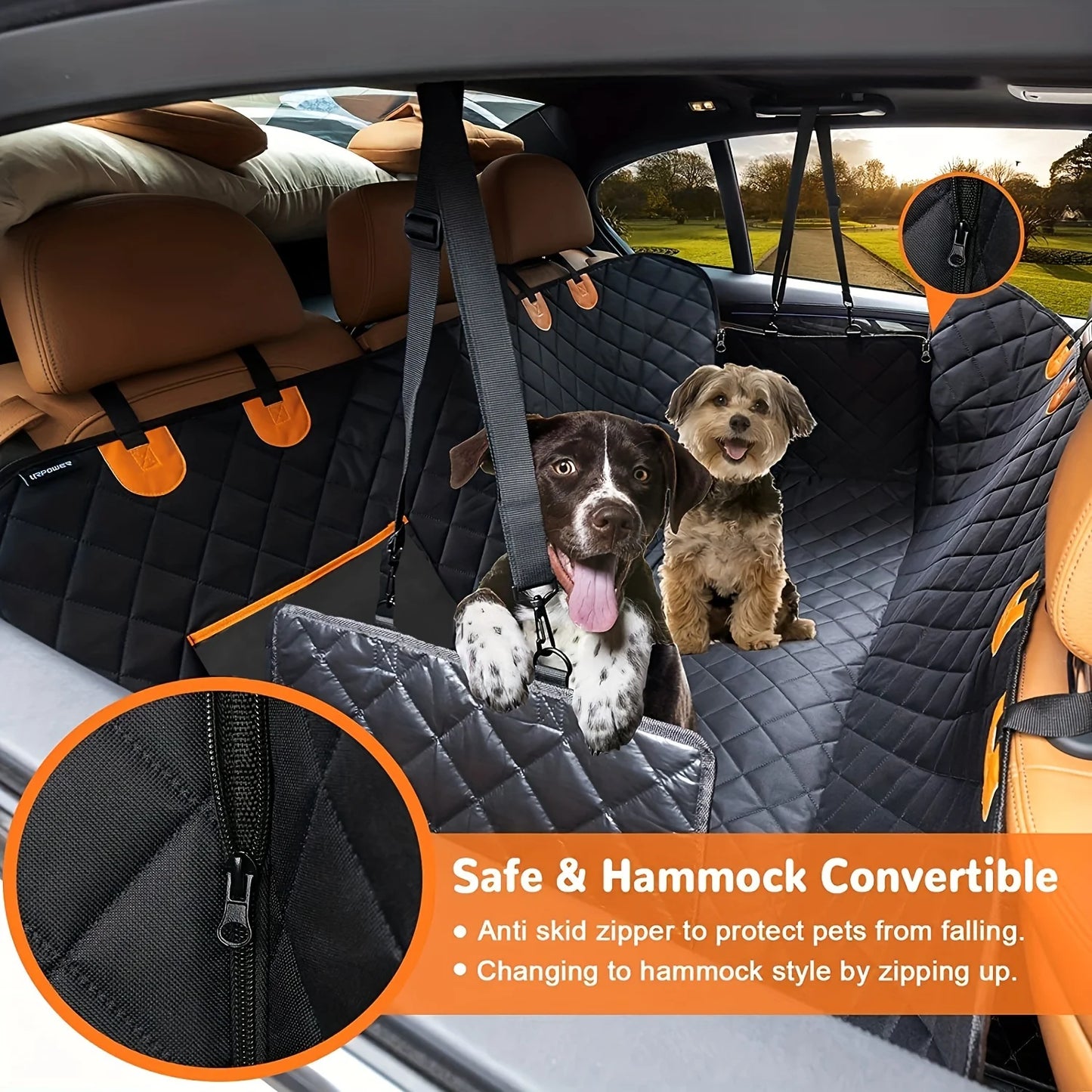 Dog Seat Cover Car Seat Cover for Pets 100%Waterproof Pet Seat Cover Hammock 600D Heavy Duty Scratch Proof Nonslip Durable Soft