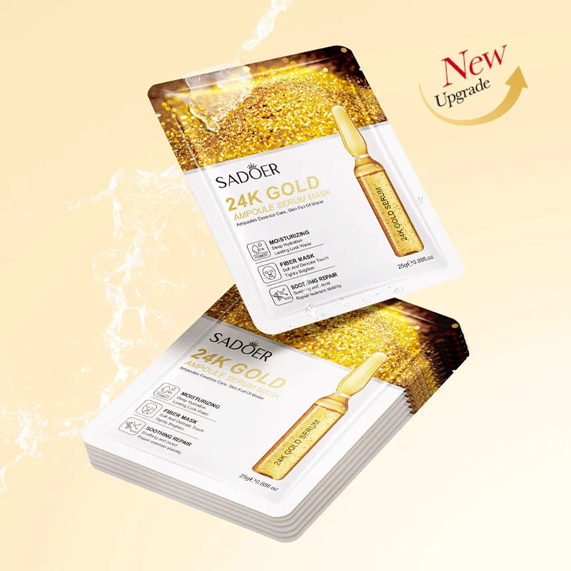 10pcs SAODER 24K Gold Facial Masks Face skincare Firming Moisturizing Nourishing Hydrating Face Mask Facial Skin Care Products
