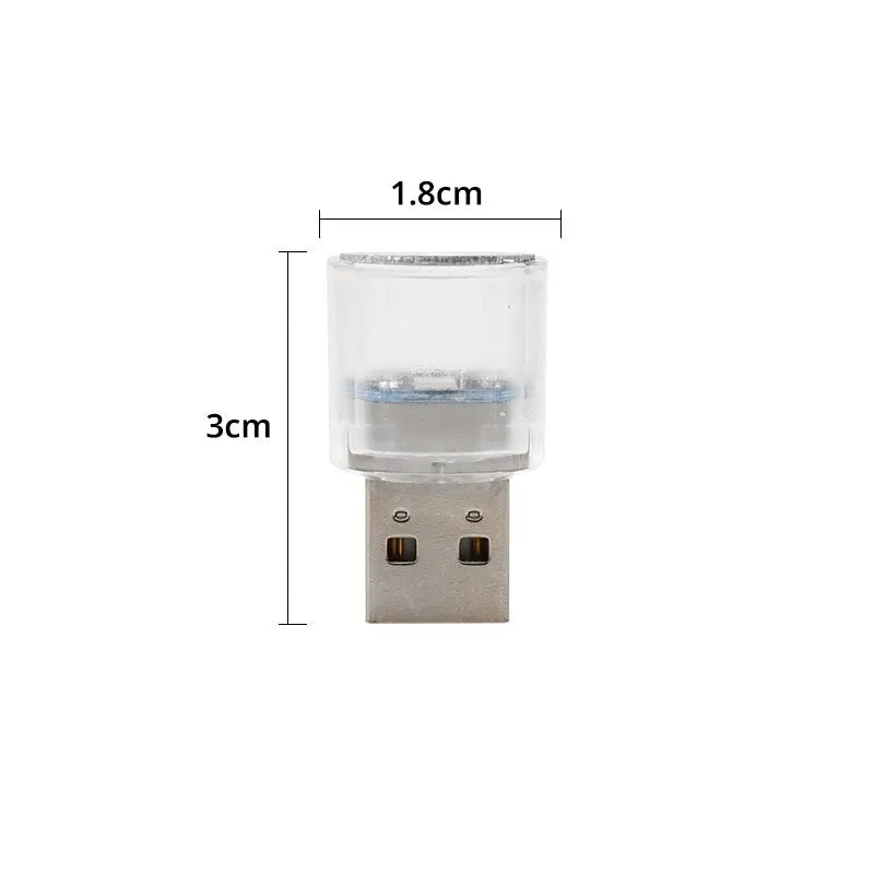 Car Mini USB LED Ambient Light Decorative Atmosphere Lamps for Interior Environment Auto PC Computer Portable Light Plug Play