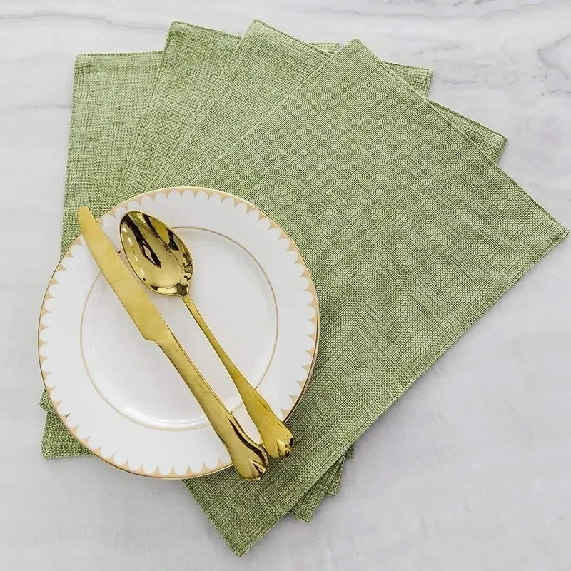 4 Pcs Placemat Washable Place Mats Placemats Heat Resistant Faux Linen Burlap Placemat for Dining Tables Kitchen Table Mats