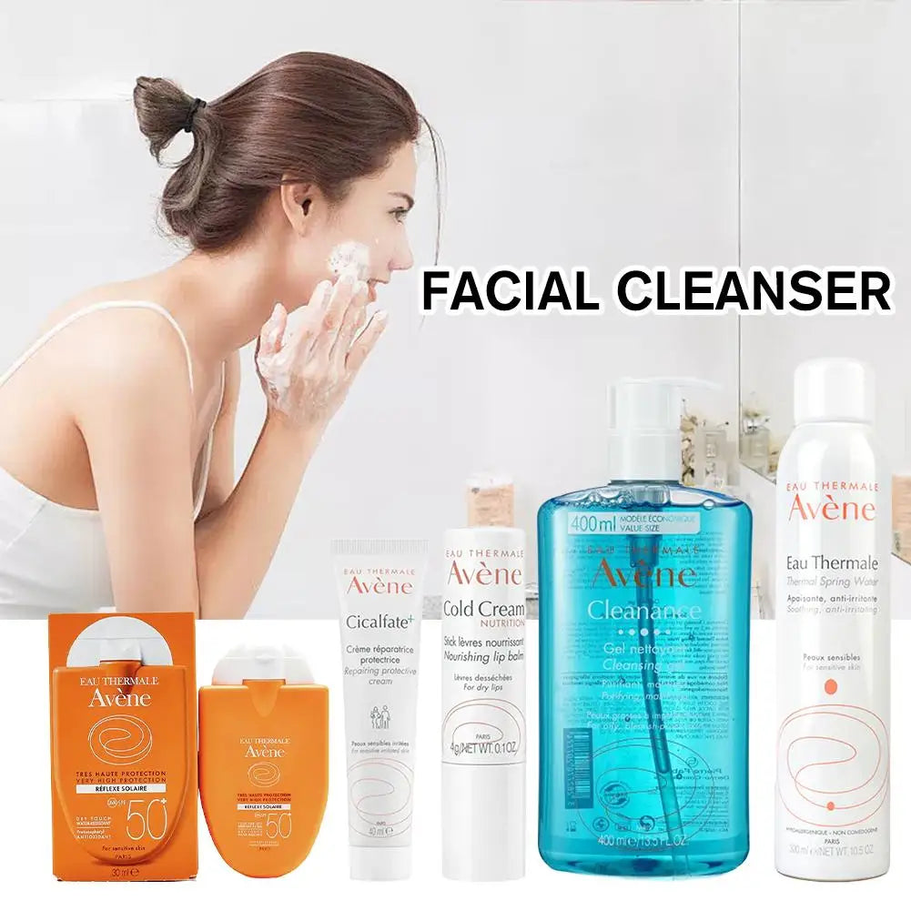 Avene Facial Cleanser Removes Face Dirt Deep Cleansing Whitening Cold Cream SPF 50+ Sunscreen Moisturizing Gel Skin Care