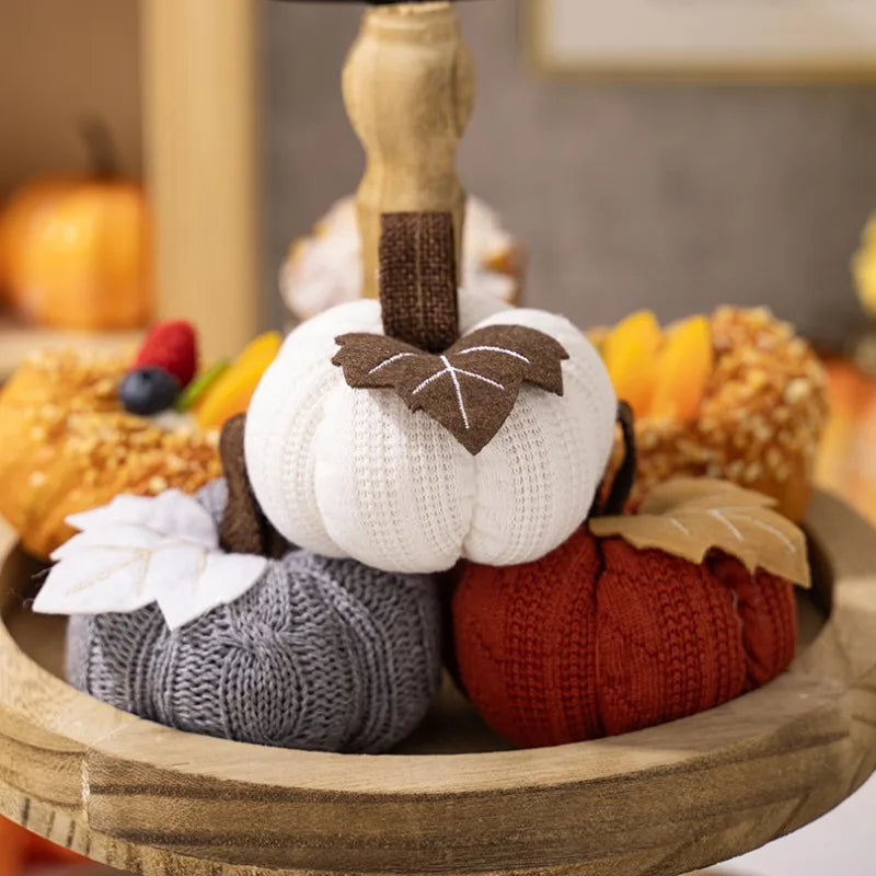Artificial Pumpkin Halloween Decoration Mini Fake Simulated Knitted Pumpkin Autumn Harvest Party Thanksgiving Party Decor Props