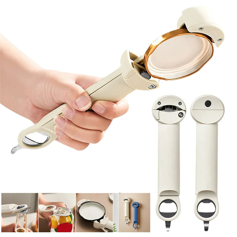 Multi-Function Bottle Opener Retractable Stainless Steel Labor-Saving Kitchen Tools Glass Jars Beer Cap Opener Magnetic Suction
