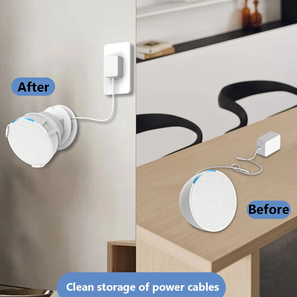 Echo Pop Wall Mount Holder For Amazon Alexa Echo Pop Smart Speaker Outlet Holder Space Saving Bracket With Cord Management Stand
