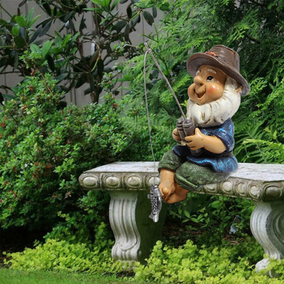 Funny Mini Garden Gnome Statue Fishing Dwarf Elf Figurines Front Porch Outdoor Ornaments Home Decor Modern Art DIY Crafts Garden