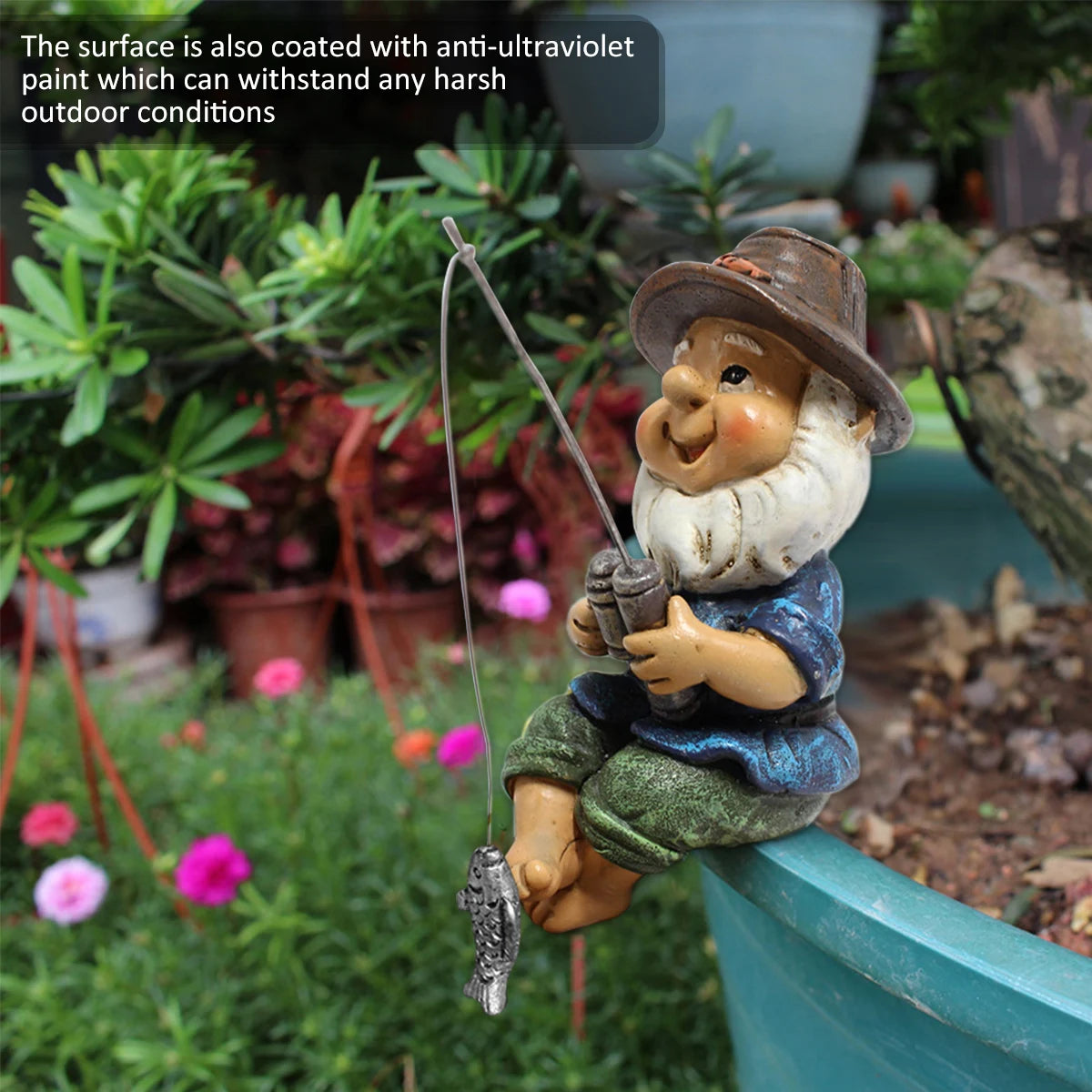 Funny Mini Garden Gnome Statue Fishing Dwarf Elf Figurines Front Porch Outdoor Ornaments Home Decor Modern Art DIY Crafts Garden