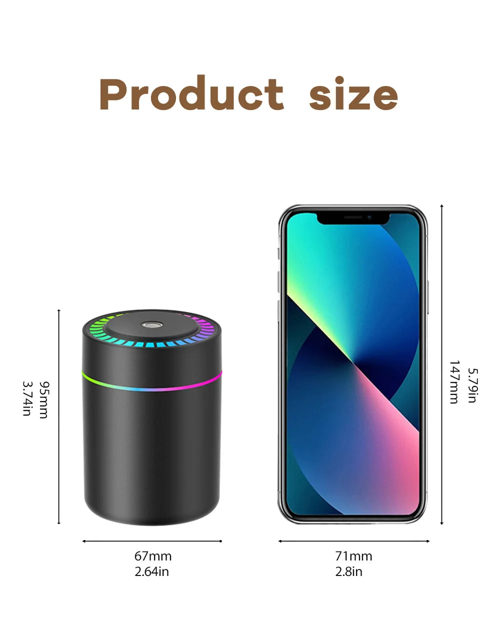 180ml Aromatherapy diffuser Humidifier Aromatherapy essential oil Air purifier Sleeping car carrying home LED 7 color light