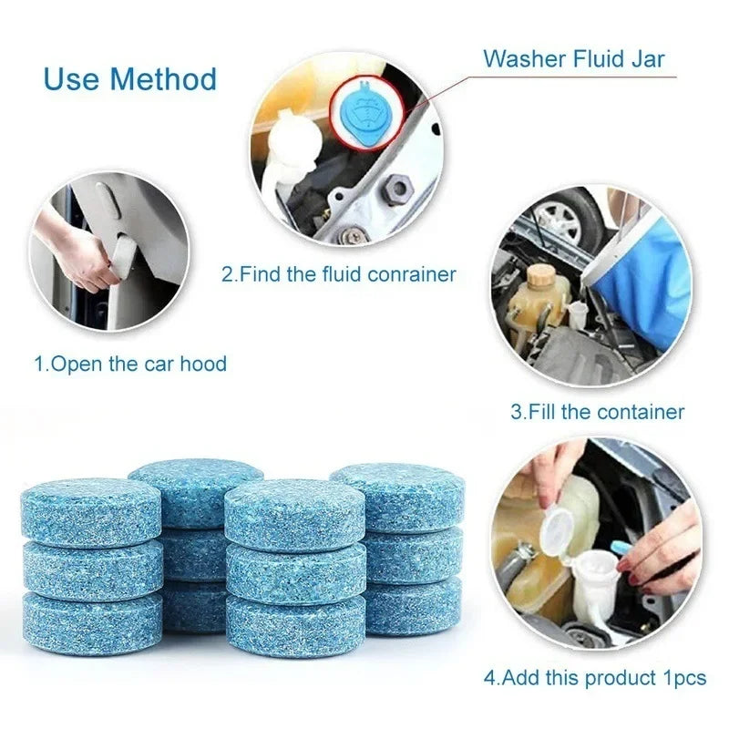 10 Pcs Glass Washer Solid Cleaner Tablet Car Solid Wiper Window Cleaning Windshield Glass Washer Effervescent Tablets