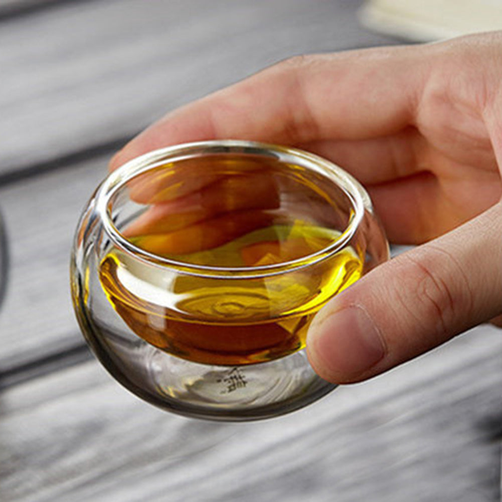 1/2/4pcs Double Layer Glass Tea Cup Set Transparent Drinkware Coffee Milk Water Mug Multi-Purpose Brewings Tea Cup Kitchen Tools